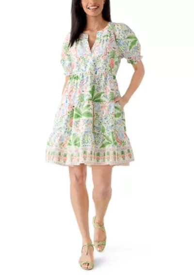 Women's Short Sleeve Printed Peasant Dress