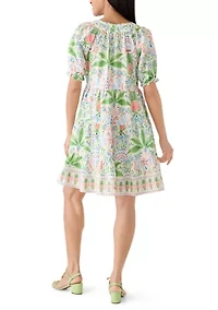 Women's Short Sleeve Printed Peasant Dress