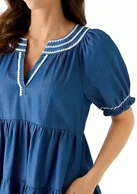 Women's Short Sleeve Peasant Dress