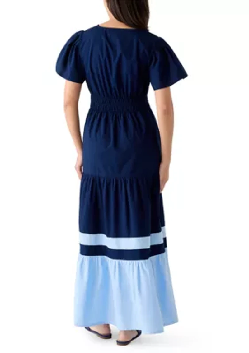 Women's Short Sleeve Waisted Midi Dress