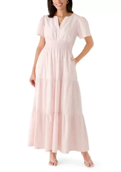 Women's Short Sleeve Waisted Midi Dress