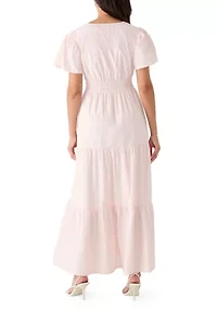 Women's Short Sleeve Waisted Midi Dress