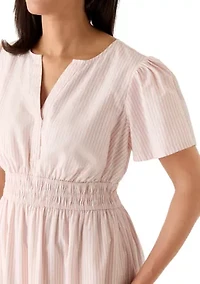 Women's Short Sleeve Waisted Midi Dress