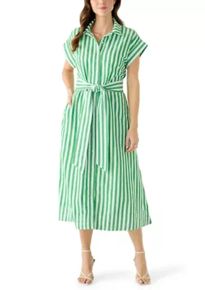Women's Short Sleeve Belted Midi Dress