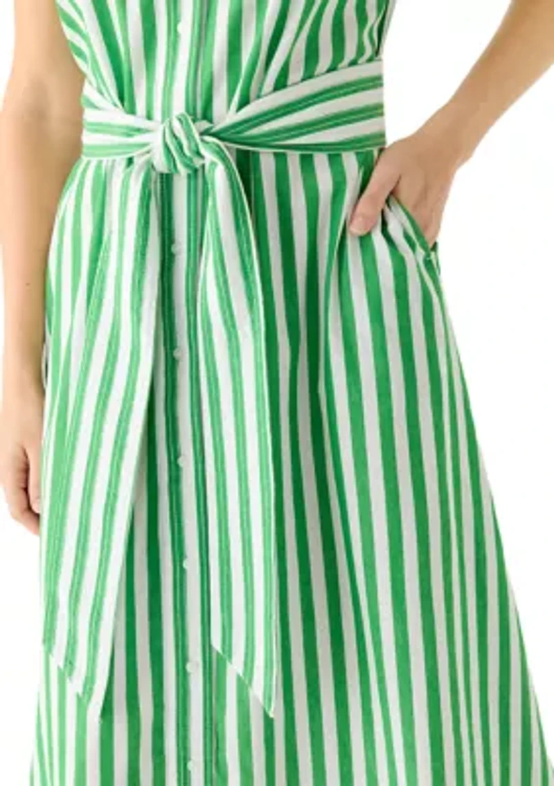 Women's Short Sleeve Belted Midi Dress