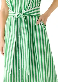 Women's Short Sleeve Belted Midi Dress