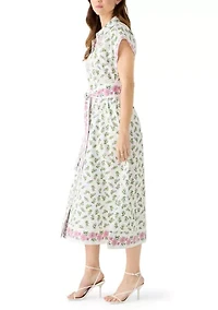 Women's Short Sleeve Belted Midi Dress