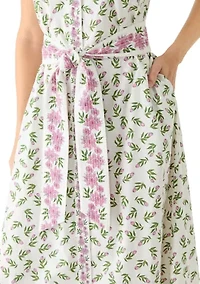 Women's Short Sleeve Belted Midi Dress