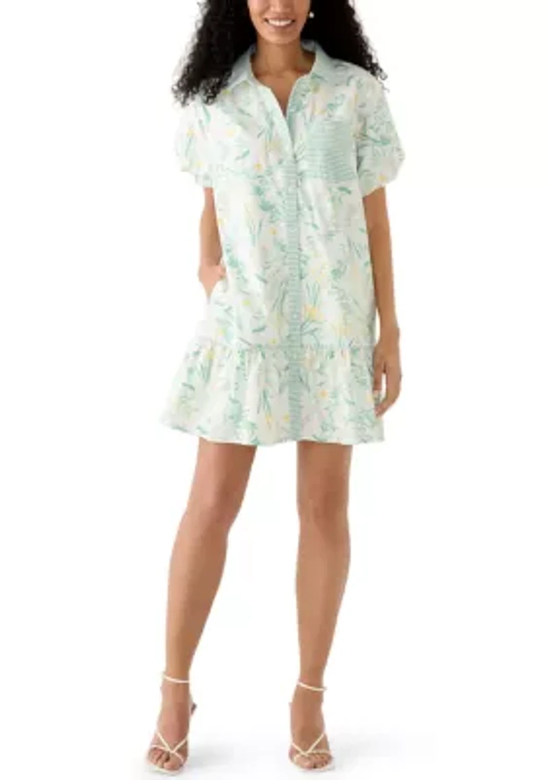 Women's Short Sleeve Flounce Shirtdress