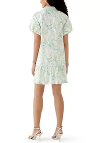 Women's Short Sleeve Flounce Shirtdress