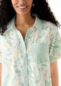 Women's Short Sleeve Flounce Shirtdress