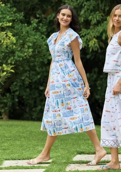 Sewing Down South x Crown & Ivy™ Lauren Flutter Sleeve Midi Dress with Button Front