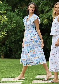 Sewing Down South x Crown & Ivy™ Lauren Flutter Sleeve Midi Dress with Button Front