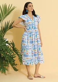 Sewing Down South x Crown & Ivy™ Lauren Flutter Sleeve Midi Dress with Button Front