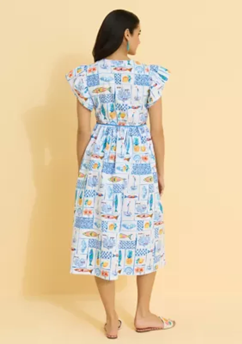 Sewing Down South x Crown & Ivy™ Lauren Flutter Sleeve Midi Dress with Button Front