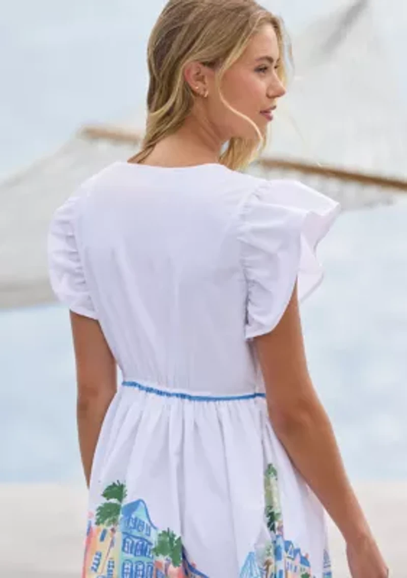 Sewing Down South x Crown & Ivy™ Laurel Flutter Sleeve Midi Dress with Button Front