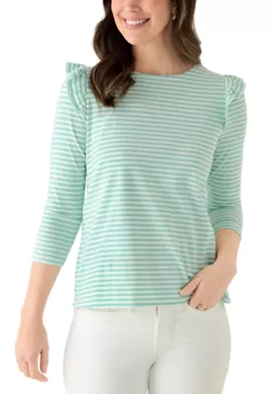 Women's Long Sleeve Button Back Ruffle Shirt