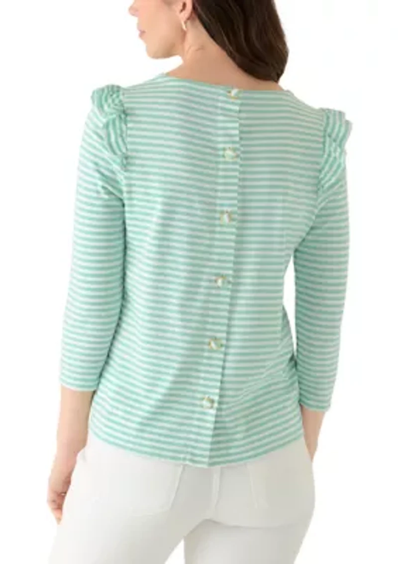 Women's Long Sleeve Button Back Ruffle Shirt