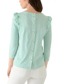 Women's Long Sleeve Button Back Ruffle Shirt