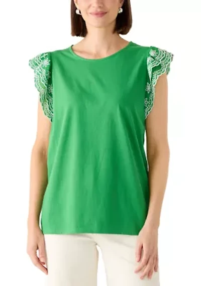 Women's Sleeveless Eyelet Top