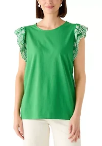Women's Sleeveless Eyelet Top