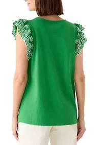 Women's Sleeveless Eyelet Top