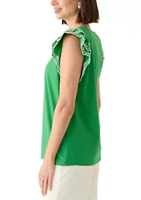 Women's Sleeveless Eyelet Top