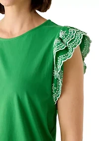 Women's Sleeveless Eyelet Top