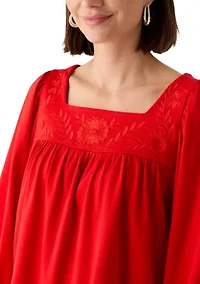 Women's 3/4 Sleeve Embroidered Top