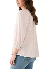Women's 3/4 Sleeve Printed Peasant Top