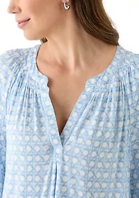 Women's 3/4 Sleeve Printed Peasant Top