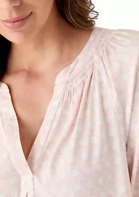 Women's 3/4 Sleeve Printed Peasant Top