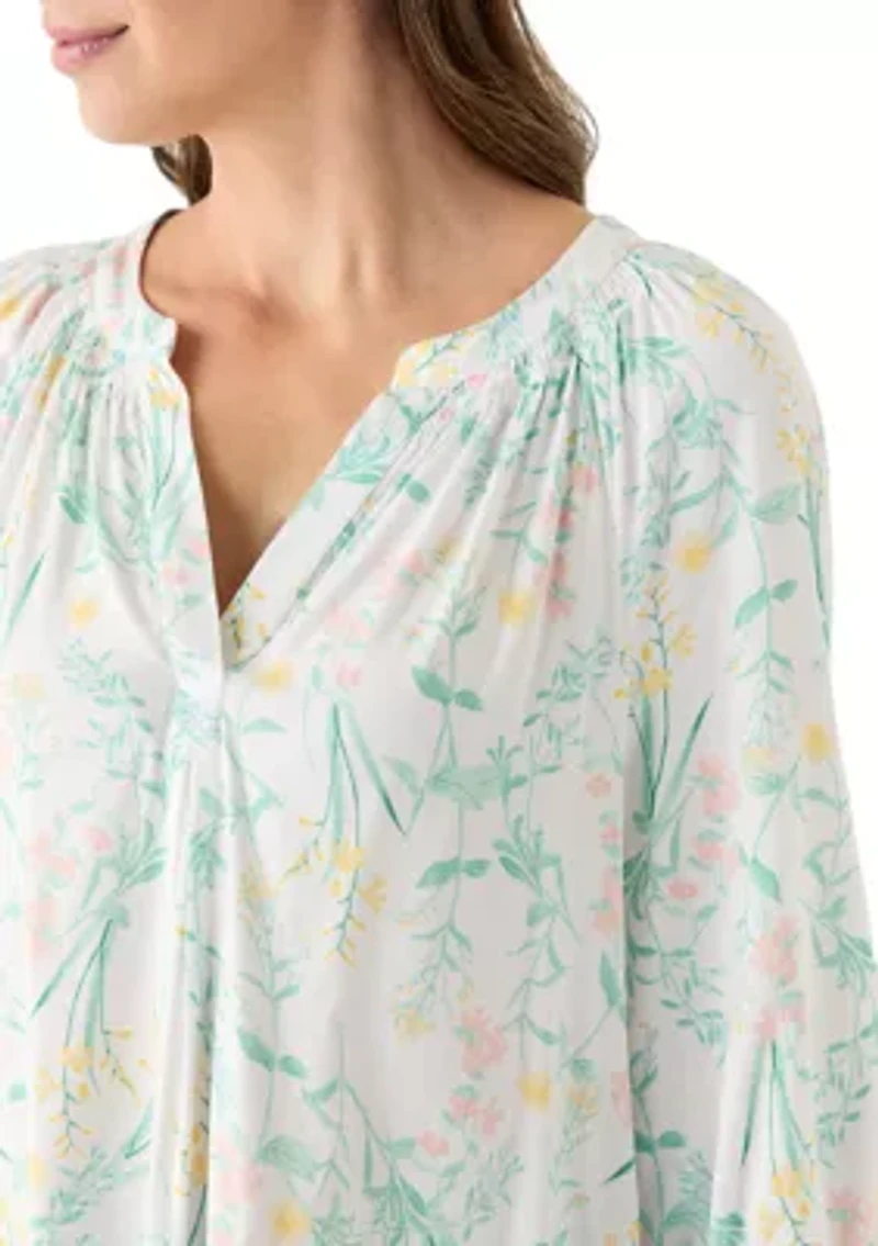 Women's 3/4 Sleeve Printed Peasant Top