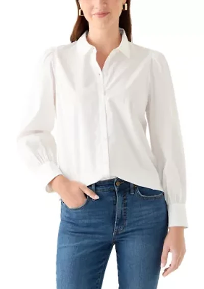 Women's Ballon Sleeve Boyfriend Top