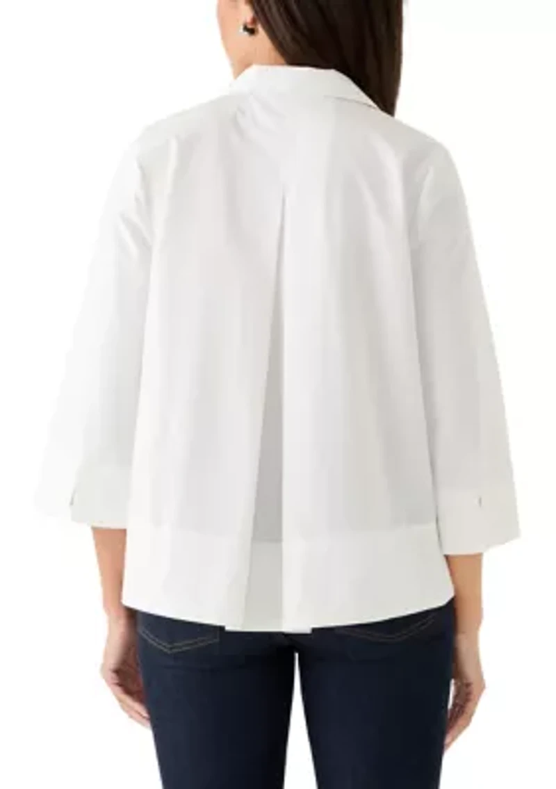 Women's 3/4 Sleeve Collar Pop Over Top