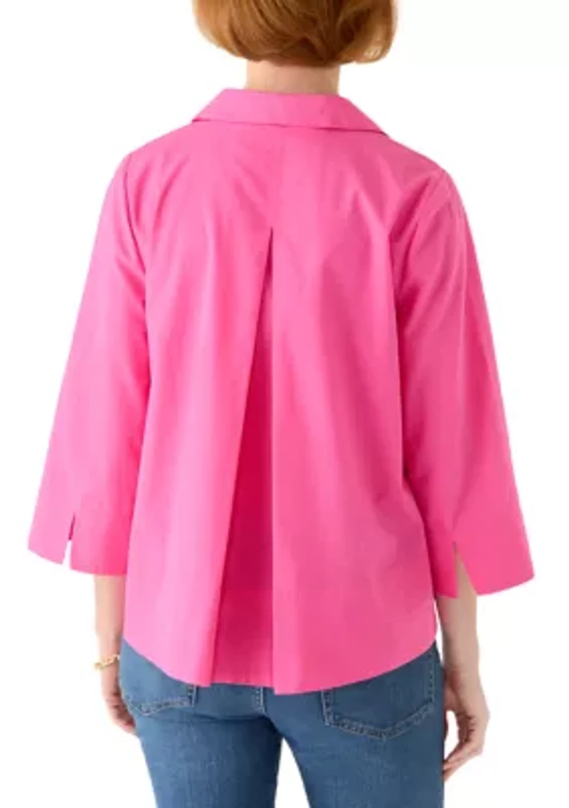Women's 3/4 Sleeve Collar Pop Over Top