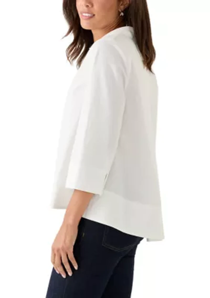 Women's 3/4 Sleeve Collar Pop Over Top