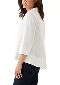 Women's 3/4 Sleeve Collar Pop Over Top