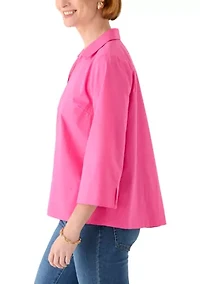 Women's 3/4 Sleeve Collar Pop Over Top