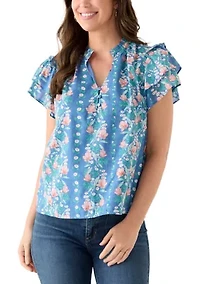 Women's Double Flutter Printed Blouse