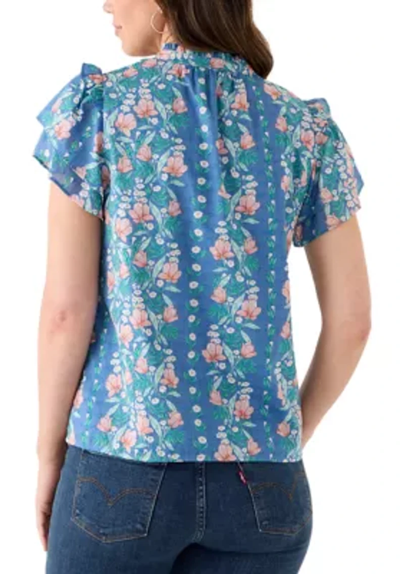 Women's Double Flutter Printed Blouse