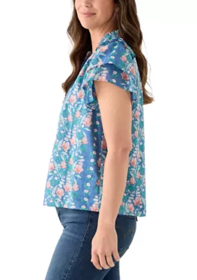 Women's Double Flutter Printed Blouse