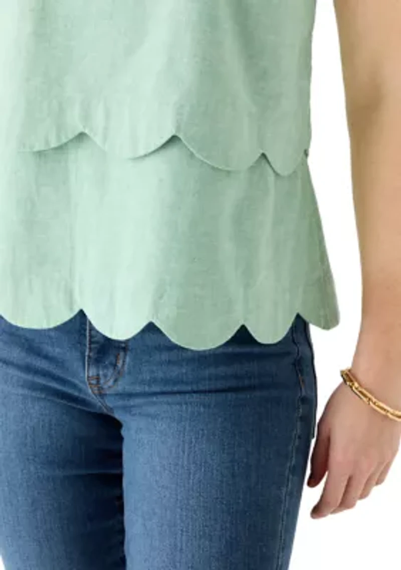 Women's Sleeveless Scallop Tier Top