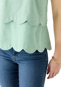 Women's Sleeveless Scallop Tier Top