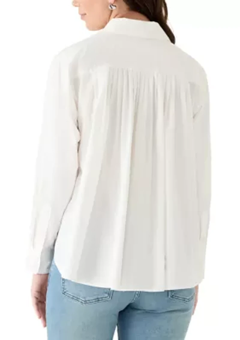 Women's Long Sleeve Poplin Button Up Shirt