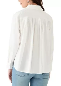 Women's Long Sleeve Poplin Button Up Shirt