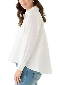 Women's Long Sleeve Poplin Button Up Shirt