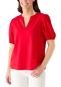 Women's Short Sleeve Notch Neck Top