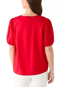 Women's Short Sleeve Notch Neck Top