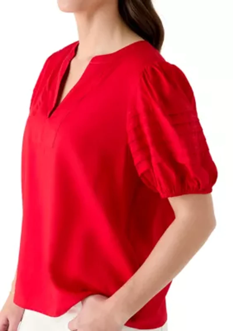 Women's Short Sleeve Notch Neck Top